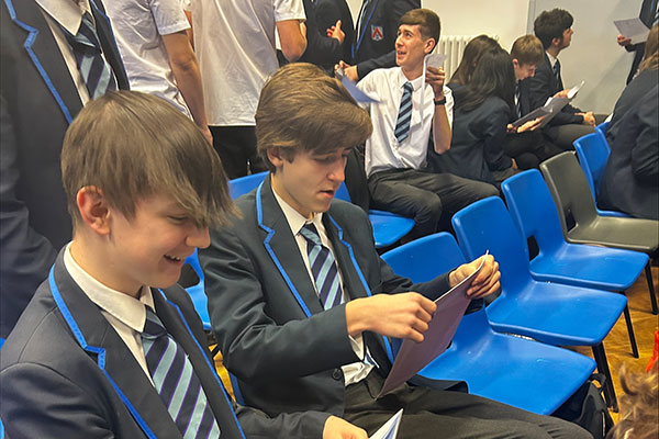 GCSE students opening exam results