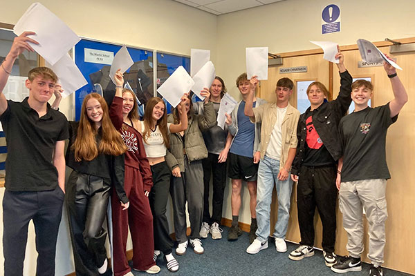 Students getting exam results in Wrexham
