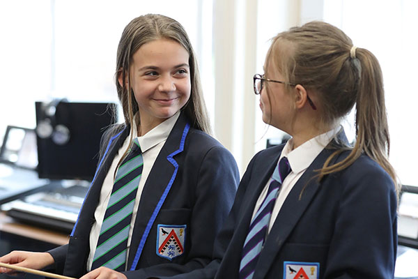 High school girls in classroom