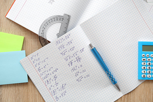 Maths book and equations