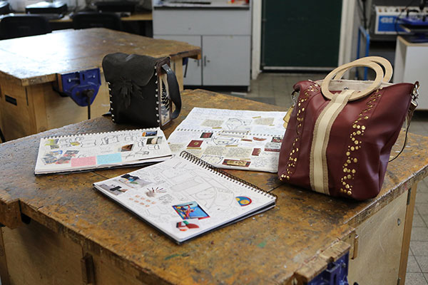 High school workbooks in classroom