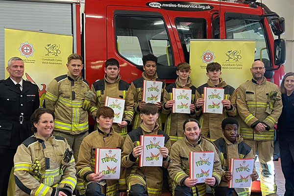 Students with the Fire service
