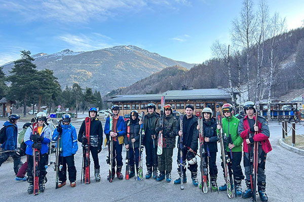 Students at ski resort